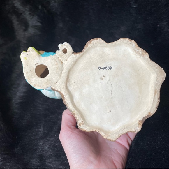 Vintage Napco ceramic girl and cat log planter Poppet woodland bohemian plant - Picture 6 of 9